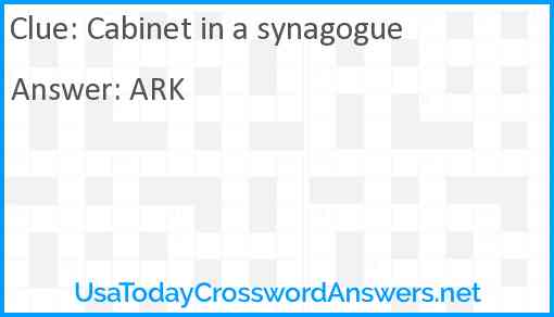 Cabinet in a synagogue Answer