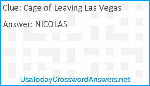 Cage of Leaving Las Vegas Answer