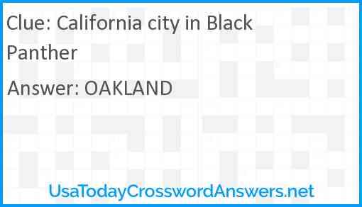 California city in Black Panther Answer