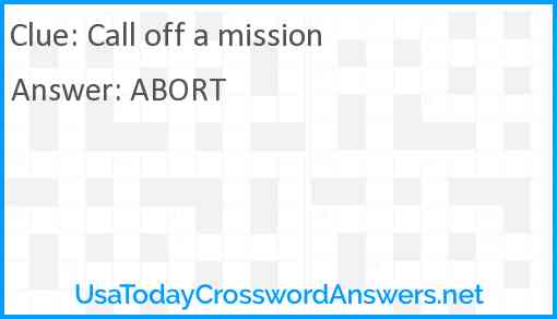 Call off a mission Answer