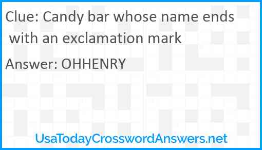 Candy bar whose name ends with an exclamation mark Answer