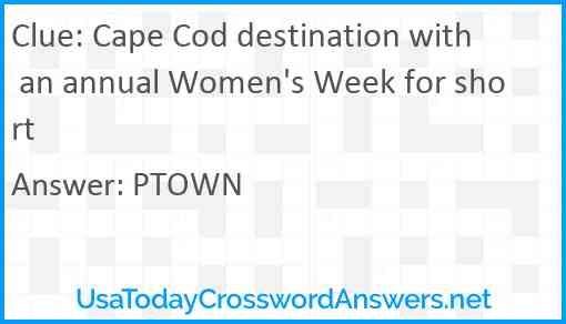 Cape Cod destination with an annual Women's Week for short Answer