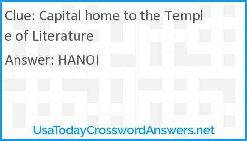 Capital home to the Temple of Literature Answer