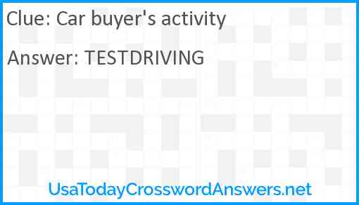 Car buyer's activity Answer