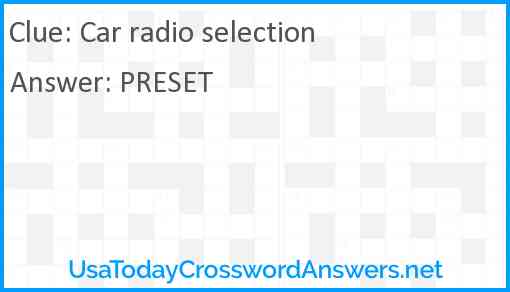 Car radio selection Answer
