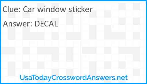 Car window sticker Answer