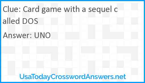 Card game with a sequel called DOS Answer