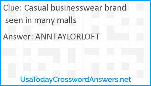 Casual businesswear brand seen in many malls Answer