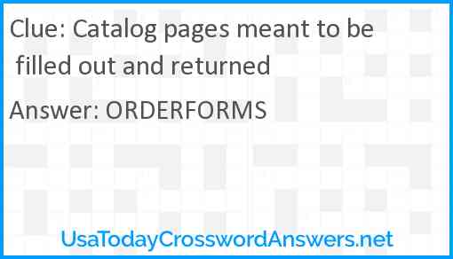 Catalog pages meant to be filled out and returned Answer