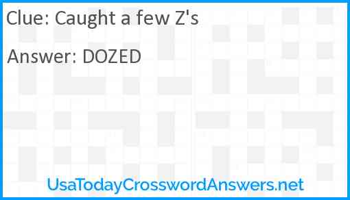 Caught a few Z's Answer