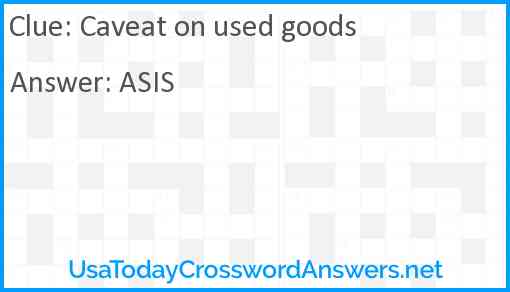 Caveat on used goods Answer