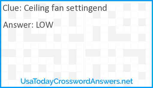 Ceiling fan settingend Answer