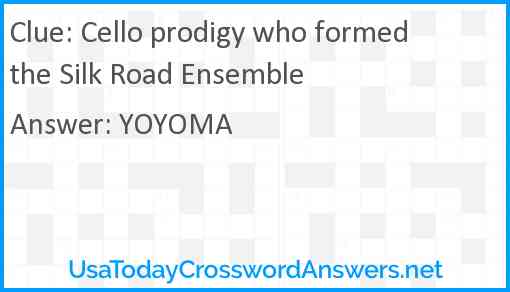 Cello prodigy who formed the Silk Road Ensemble Answer
