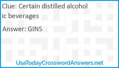 Certain distilled alcoholic beverages Answer