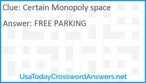Certain Monopoly space Answer