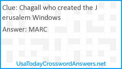 Chagall who created the Jerusalem Windows Answer