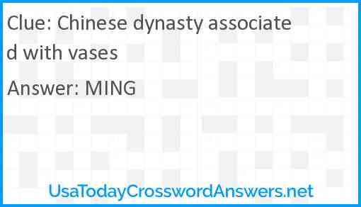 Chinese dynasty associated with vases Answer
