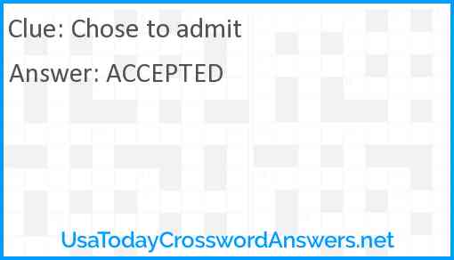 Chose to admit Answer