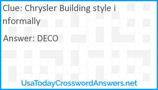 Chrysler Building style informally Answer