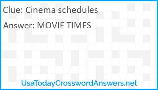 Cinema schedules Answer