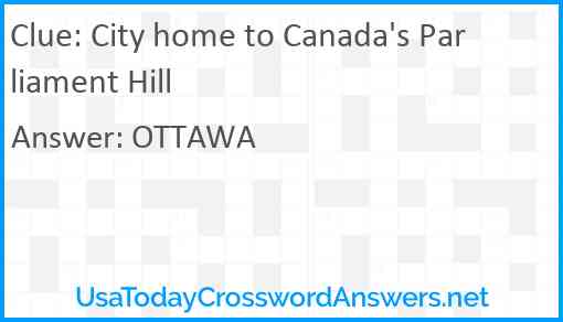 City home to Canada's Parliament Hill Answer