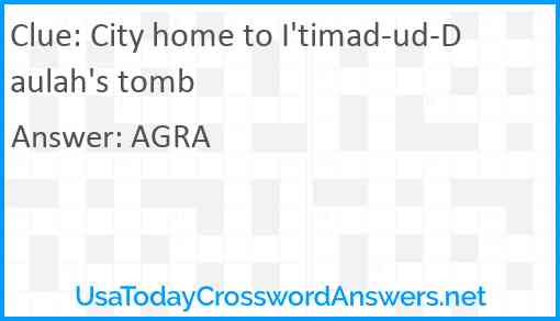 City home to I'timad-ud-Daulah's tomb Answer