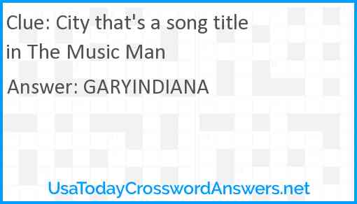City that's a song title in The Music Man Answer