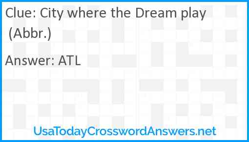 City where the Dream play (Abbr.) Answer