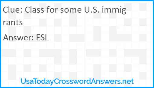 Class for some U.S. immigrants Answer