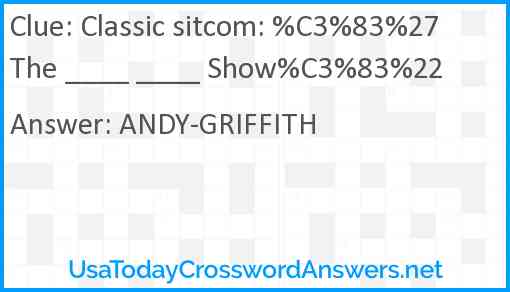 Classic sitcom: %C3%83%27The ____ ____ Show%C3%83%22 Answer