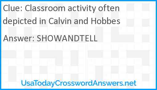 Classroom activity often depicted in Calvin and Hobbes Answer