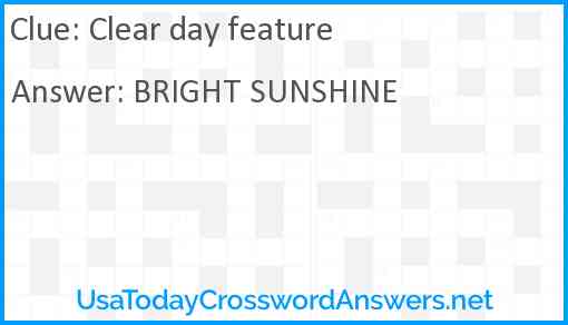 Clear day feature Answer