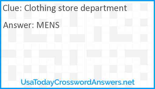 Clothing store department Answer