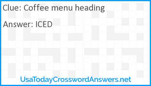 Coffee menu heading Answer