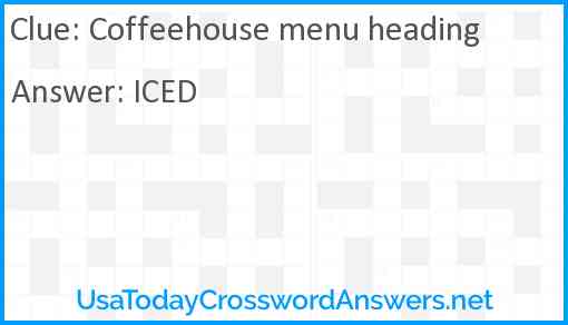 Coffeehouse menu heading Answer