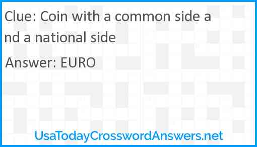 Coin with a common side and a national side Answer
