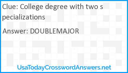 College degree with two specializations Answer