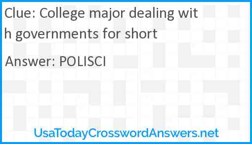 College major dealing with governments for short Answer