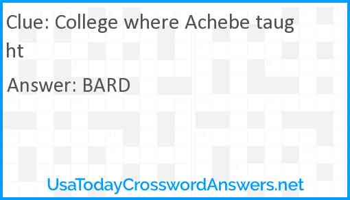 College where Achebe taught Answer