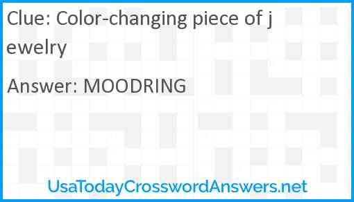 Color-changing piece of jewelry Answer