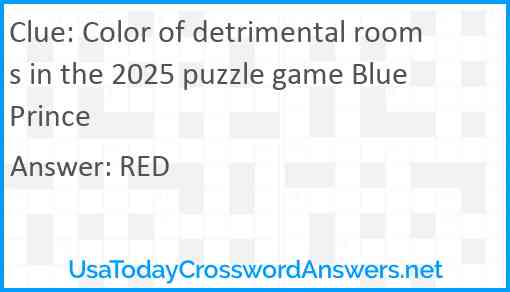 Color of detrimental rooms in the 2025 puzzle game Blue Prince Answer