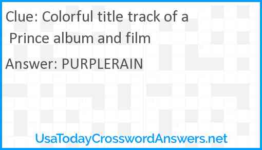 Colorful title track of a Prince album and film Answer