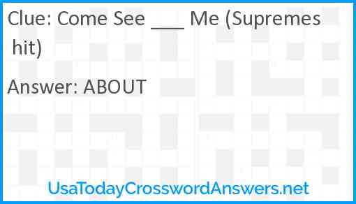 Come See ___ Me (Supremes hit) Answer
