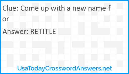 Come up with a new name for Answer