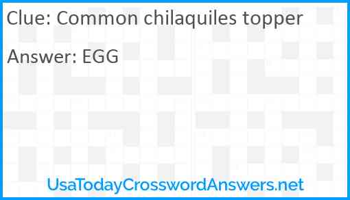 Common chilaquiles topper Answer