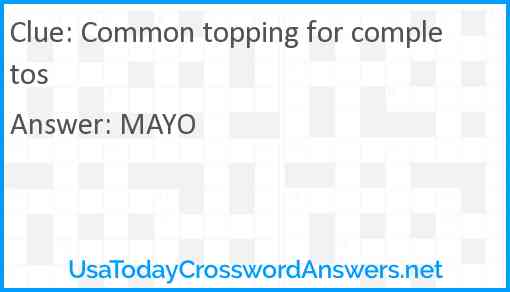 Common topping for completos Answer