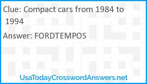 Compact cars from 1984 to 1994 Answer