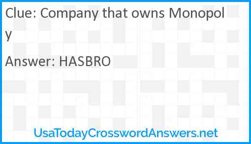 Company that owns Monopoly Answer
