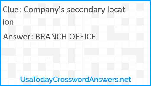 Company's secondary location Answer