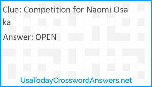 Competition for Naomi Osaka Answer